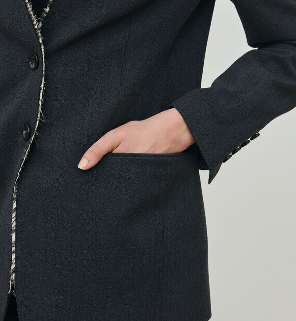 DES PRES「ハードウールオックスフォード ノーカラージャケット」|ノーカラージャケット|