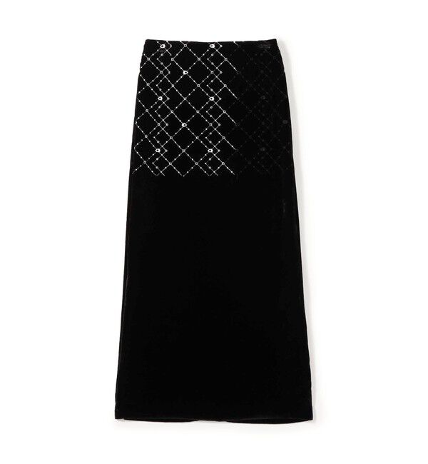 DES PRES「ダイアモンドゲージエンブロイダリー マキシスカート」|タイト|18 ブラック系