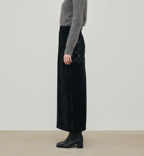 DES PRES「ダイアモンドゲージエンブロイダリー マキシスカート」|タイト|