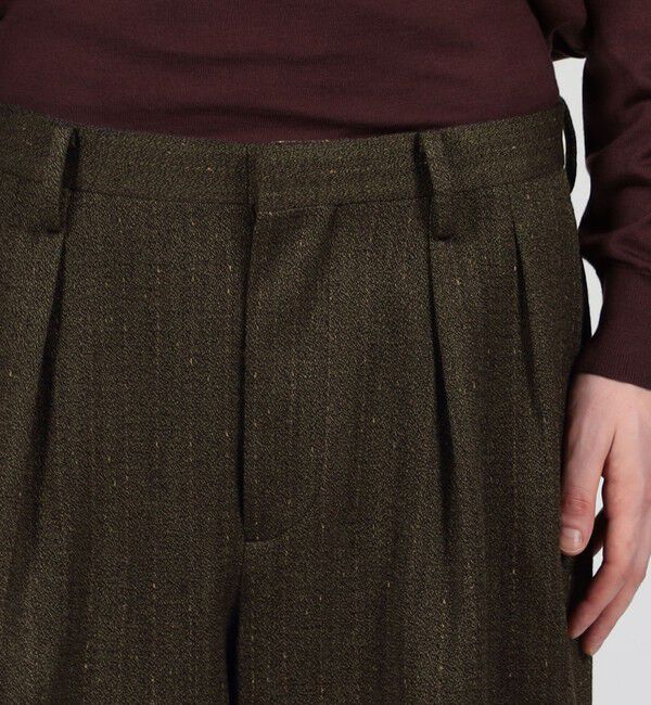 TOMORROWLAND MENS「ウールアクリルナイロンストライプ 2プリーツストレートパンツ 」|その他|