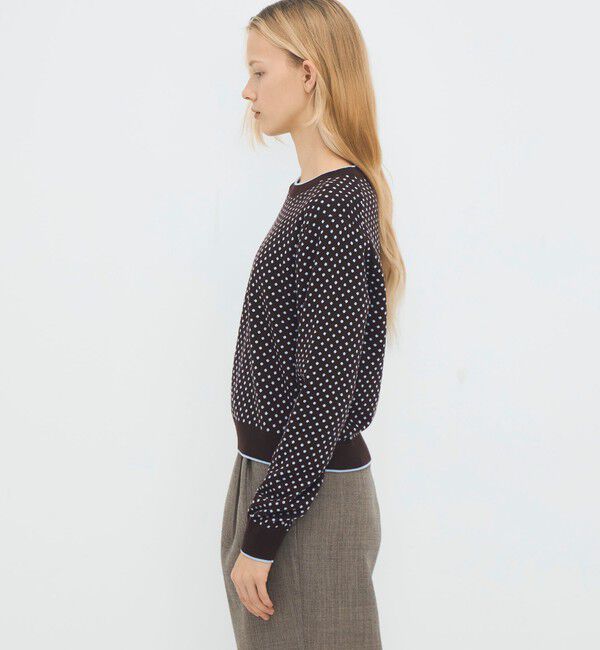 CABaN「コットンカシミヤ ドットジャカードクルーネックプルオーバー」|ニット・セーター|