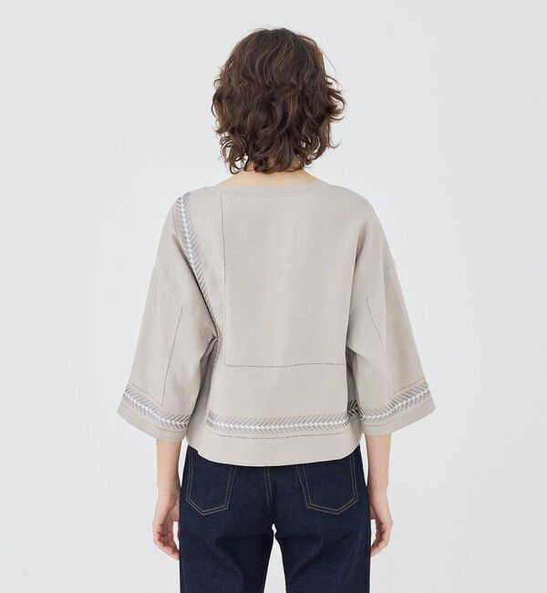 GALERIE VIE「リブコンビフレンチリネン クルーネックブラウス」|シャツ・ブラウス|