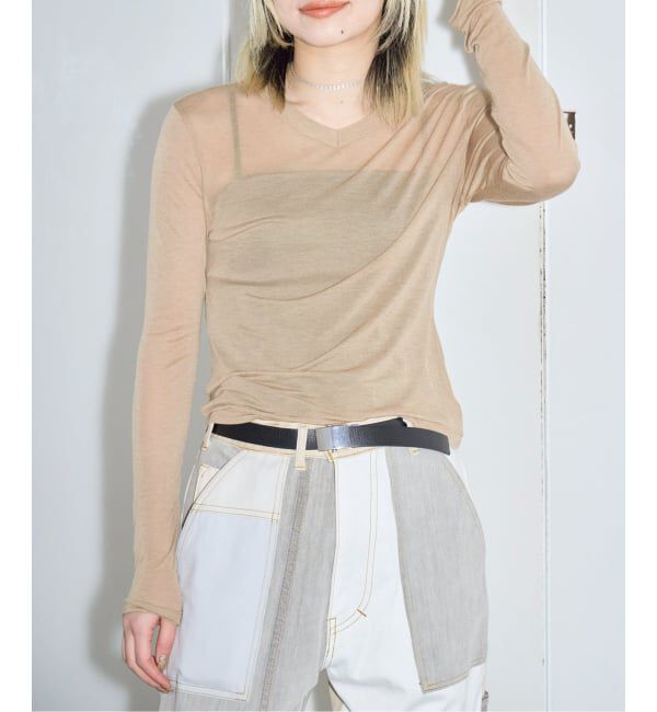  「ASHER SASKIA LONGSLEEVE MICRO V L266-J134：Tシャツ」|Tシャツ・カットソー|