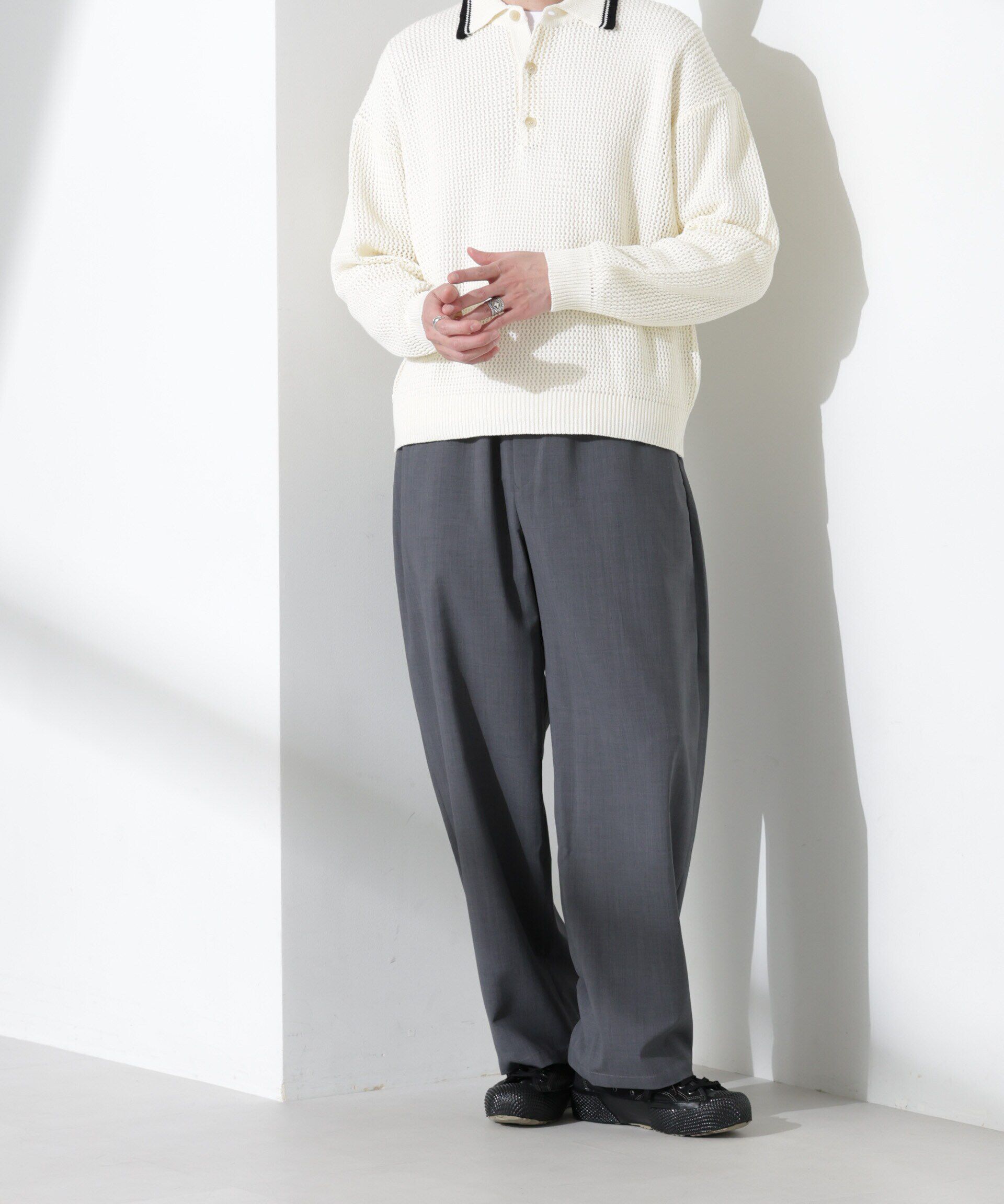 nano･universe「「大人のワイドパンツ」ハイツイストワイドスラックス」|チノ|ブルーグレー5