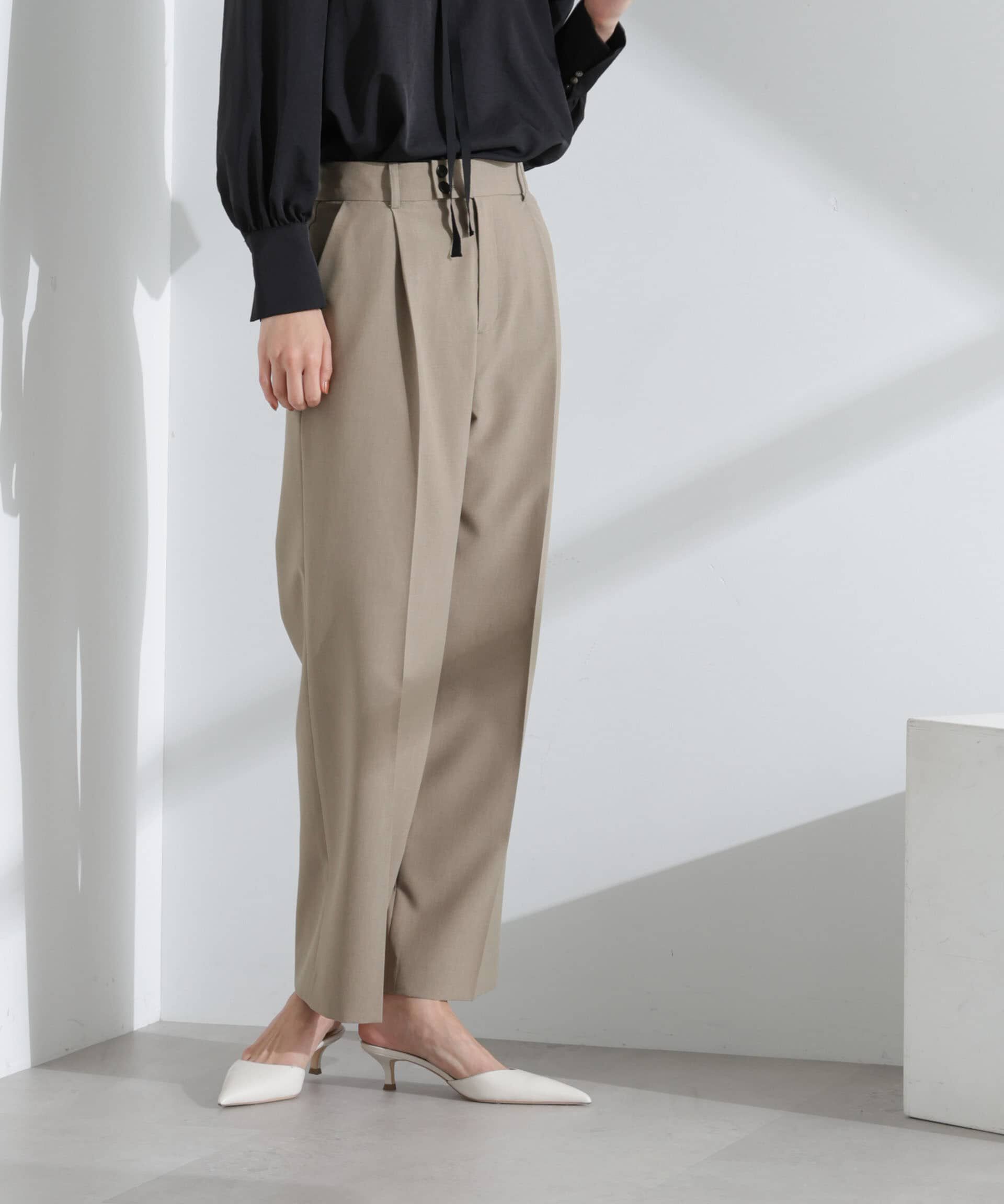 nano･universe「ライトファンクション タックセミワイドパンツ(セットアップ可)」|チノ|モカ3