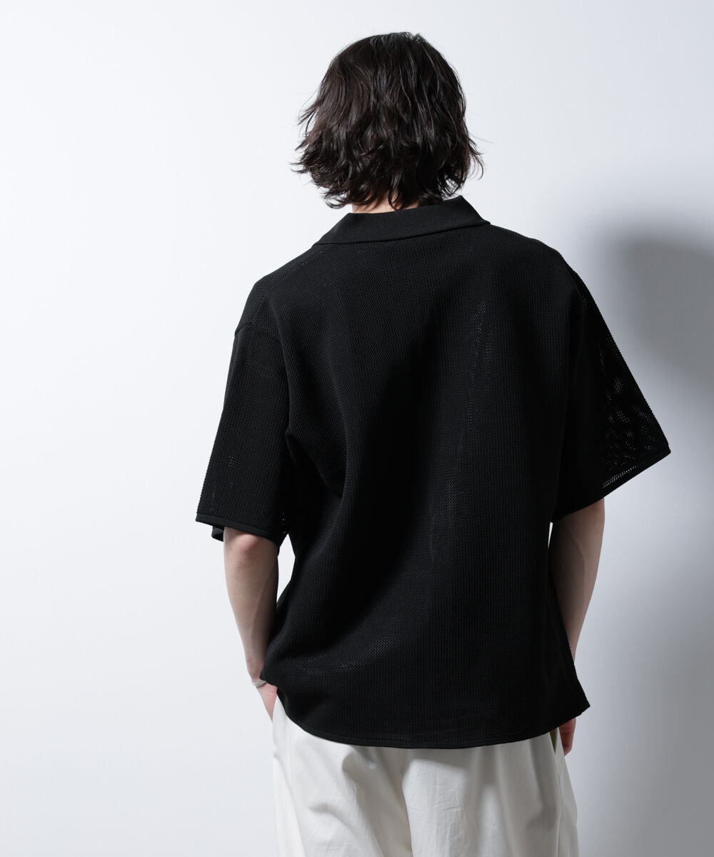 nano･universe「スポンディッシュ メッシュオープンカラーニットシャツ」|ニット・セーター|