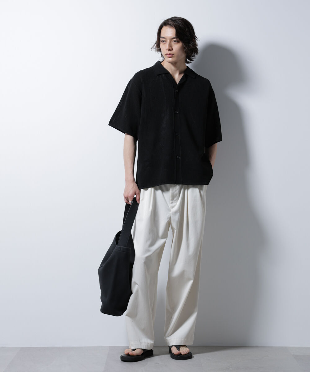 nano･universe「スポンディッシュ メッシュオープンカラーニットシャツ」|ニット・セーター|