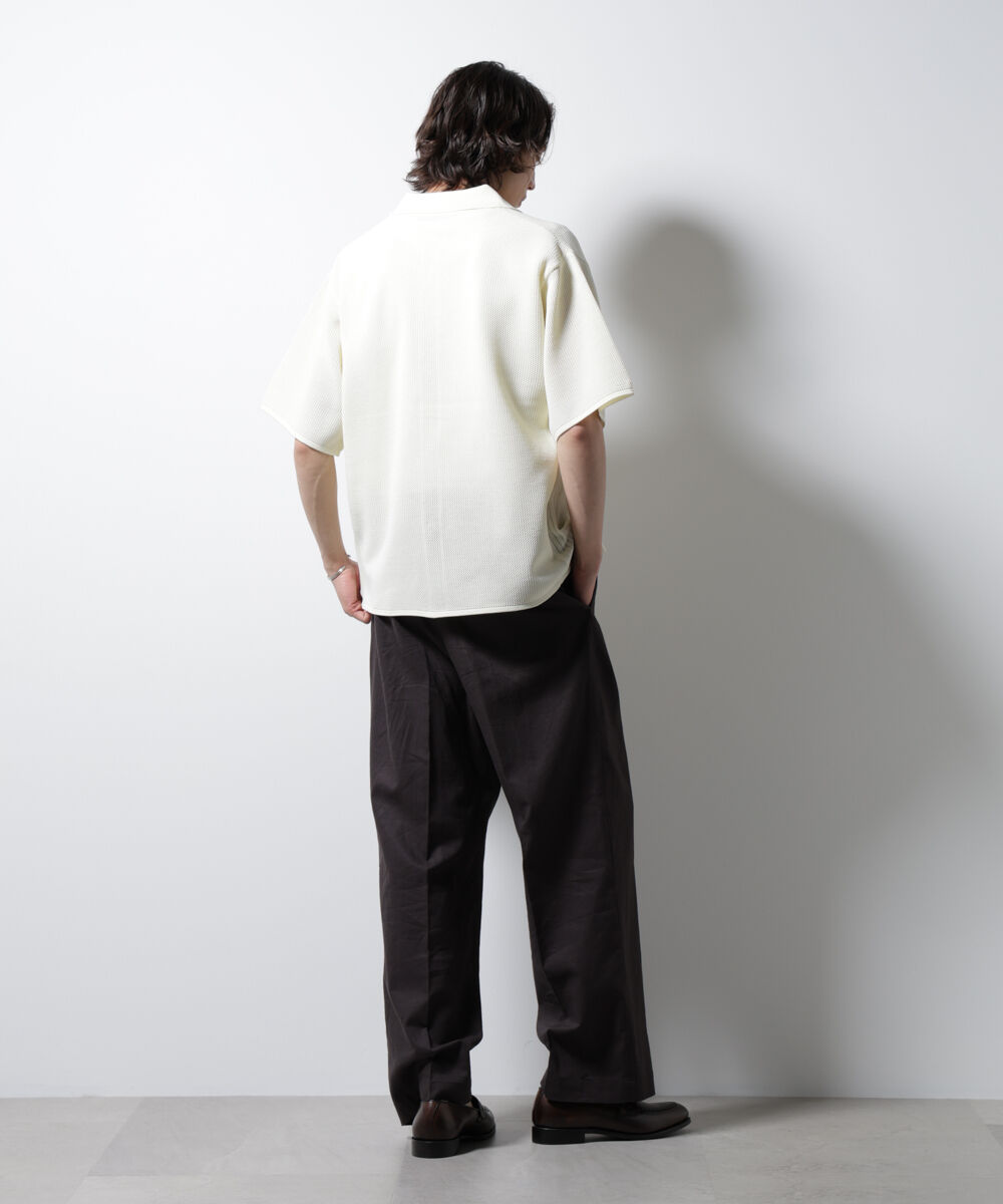 nano･universe「スポンディッシュ メッシュオープンカラーニットシャツ」|ニット・セーター|