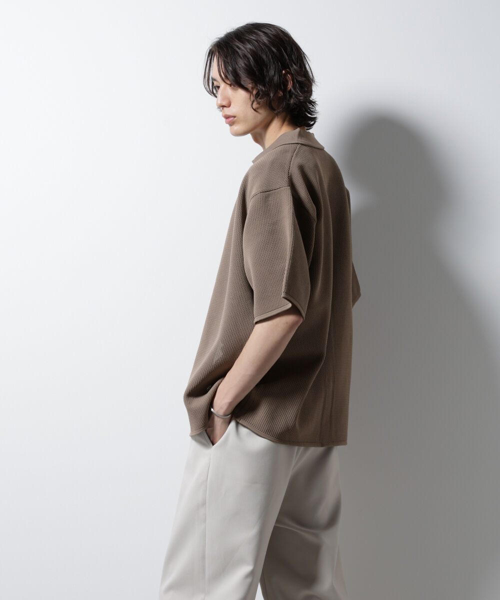 nano･universe「スポンディッシュ メッシュオープンカラーニットシャツ」|ニット・セーター|