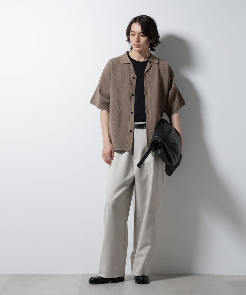 nano･universe「スポンディッシュ メッシュオープンカラーニットシャツ」|ニット・セーター|