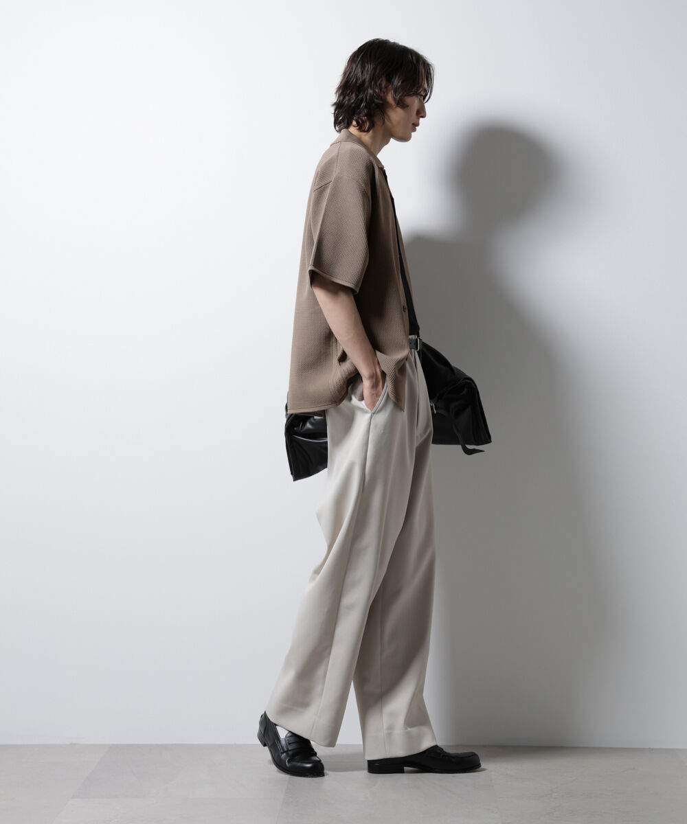 nano･universe「スポンディッシュ メッシュオープンカラーニットシャツ」|ニット・セーター|