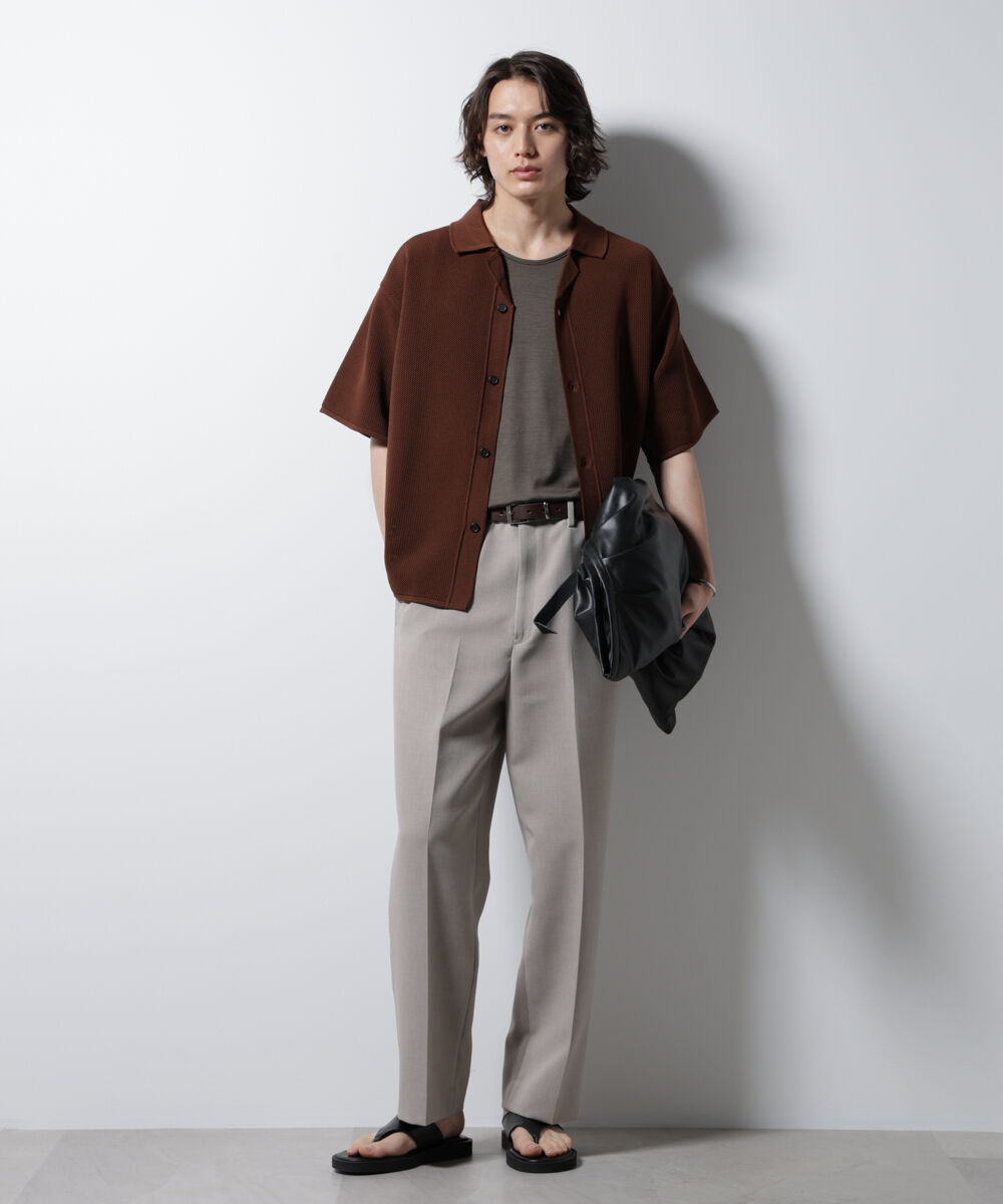 nano･universe「スポンディッシュ メッシュオープンカラーニットシャツ」|ニット・セーター|