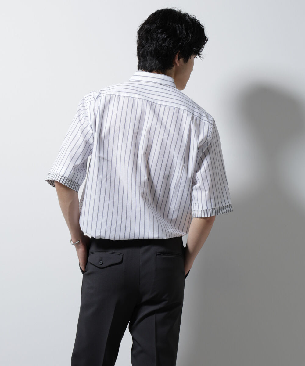 nano･universe「クレイジーストライプシャツ 半袖 １」|シャツ・ブラウス|