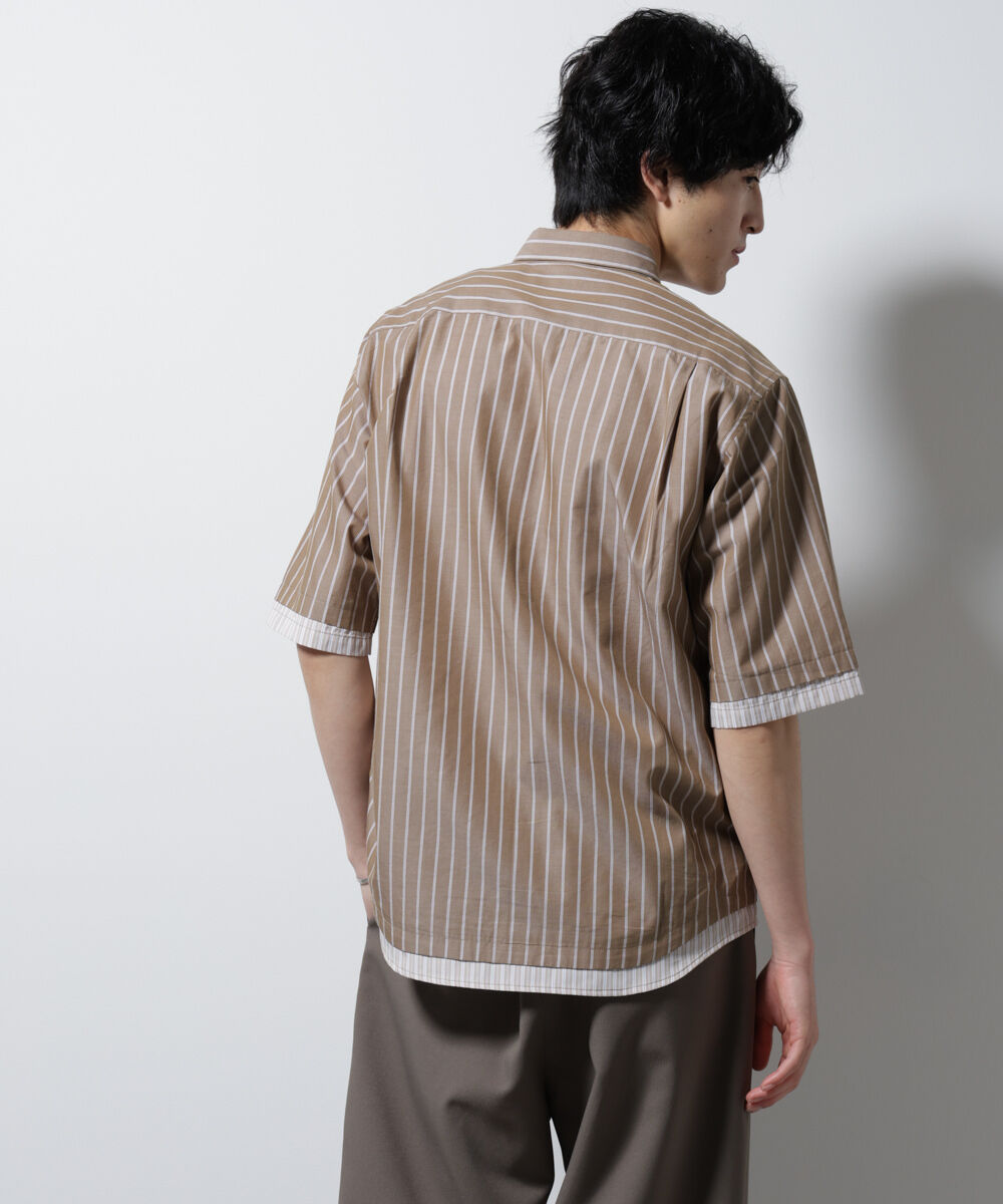 nano･universe「クレイジーストライプシャツ 半袖 １」|シャツ・ブラウス|