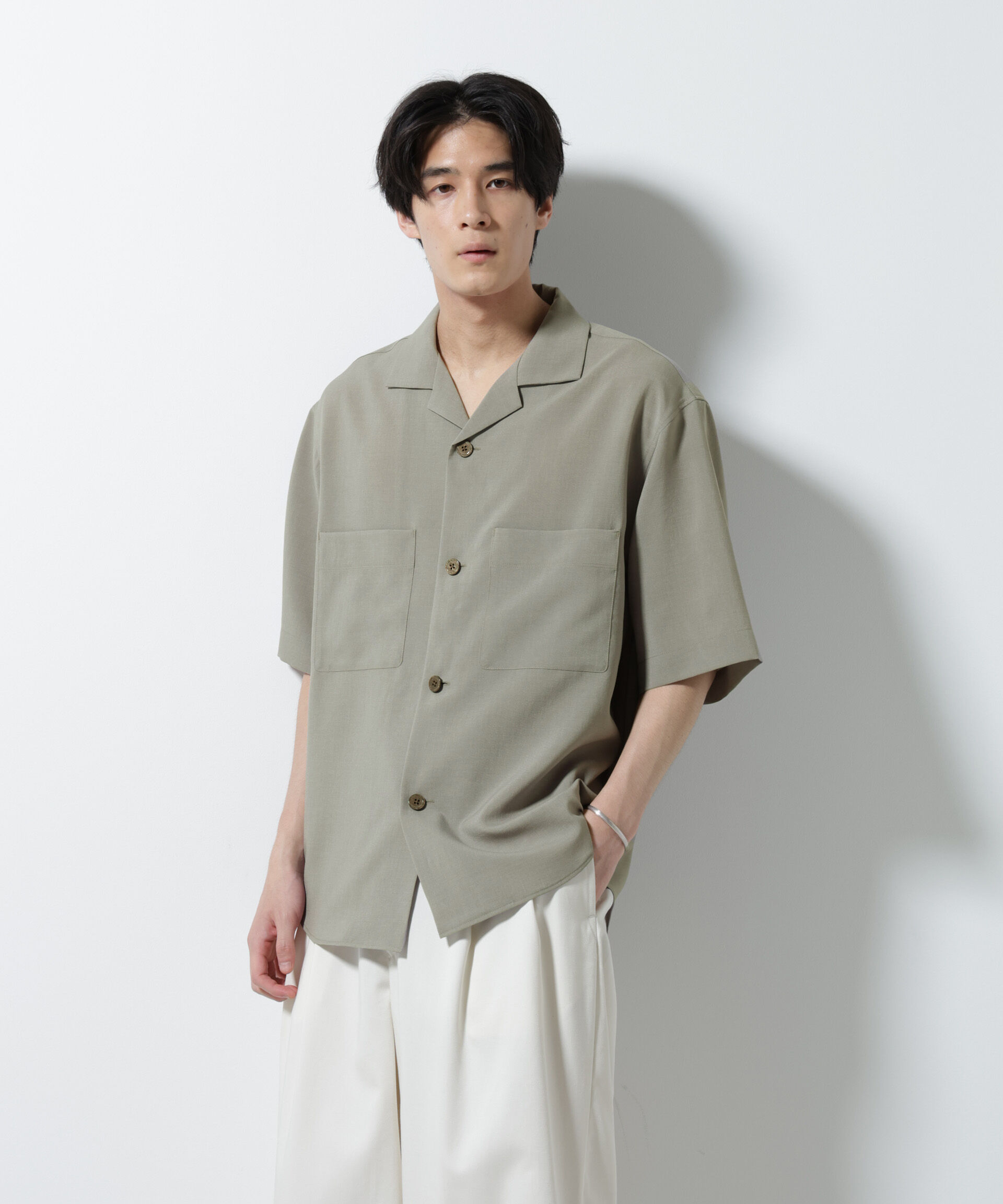 nano･universe「メランジドライオープンカラーシャツ（セットアップ可）」|シャツ・ブラウス|