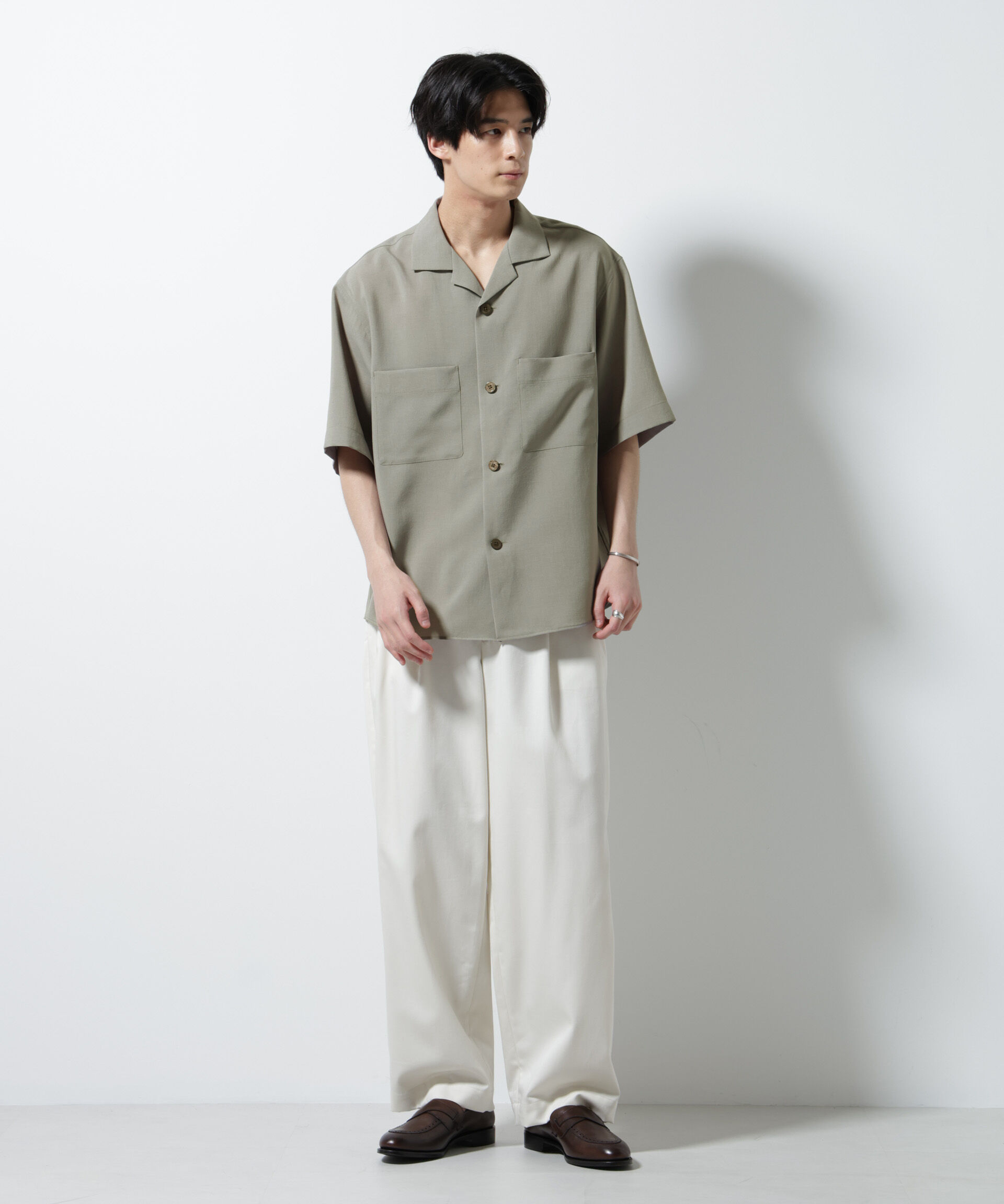 nano･universe「メランジドライオープンカラーシャツ（セットアップ可）」|シャツ・ブラウス|