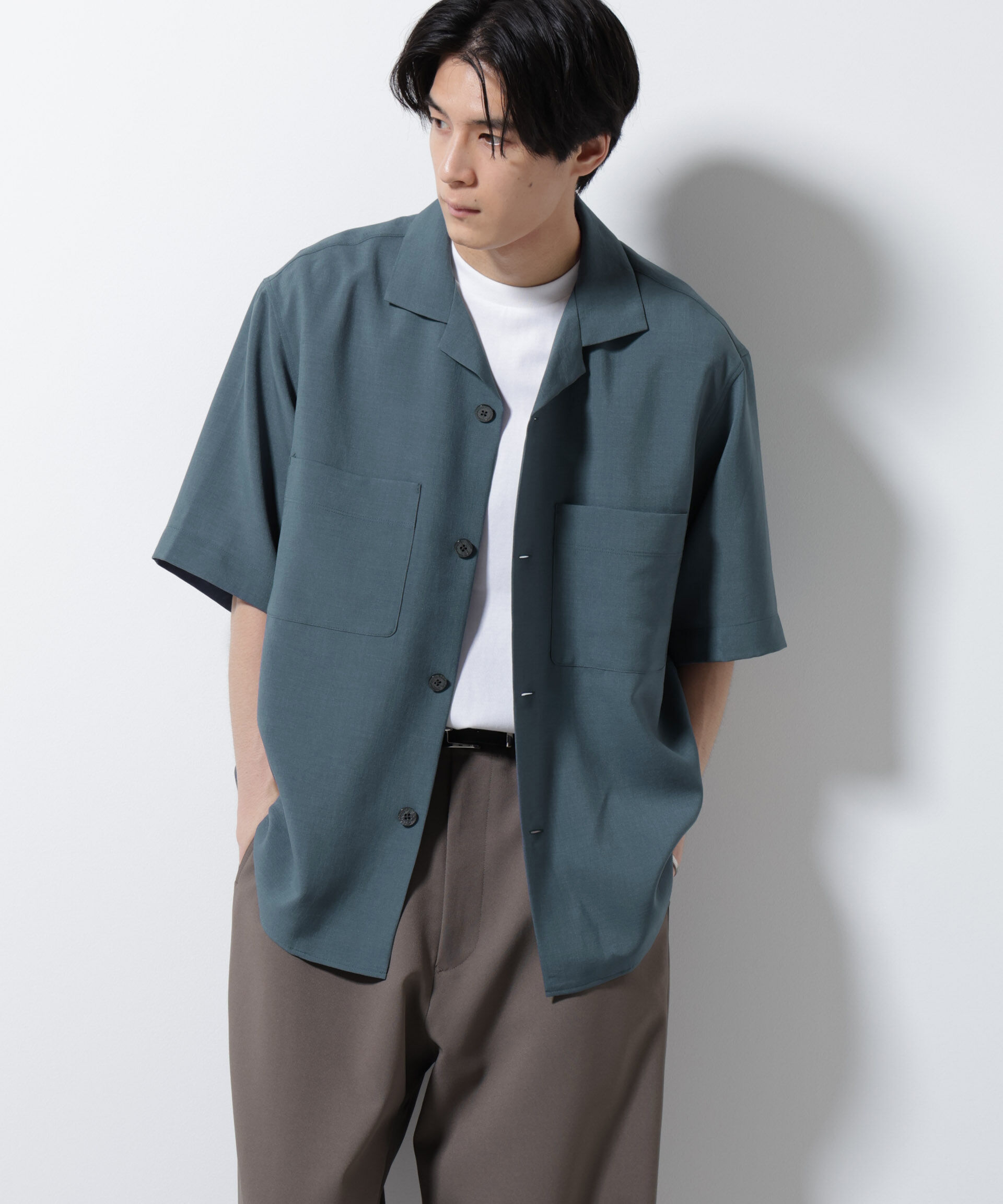 nano･universe「メランジドライオープンカラーシャツ（セットアップ可）」|シャツ・ブラウス|