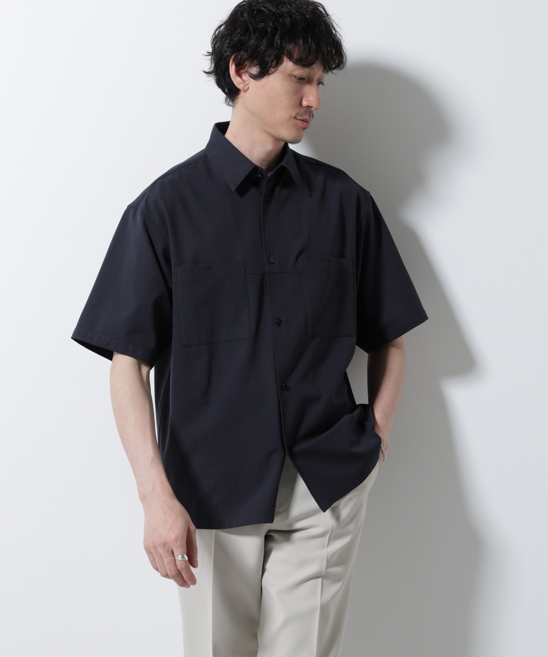 nano･universe「DotAir(R)ミニホールストレッチシャツ半袖/吸水速乾(セットアップ可)」|シャツ・ブラウス|