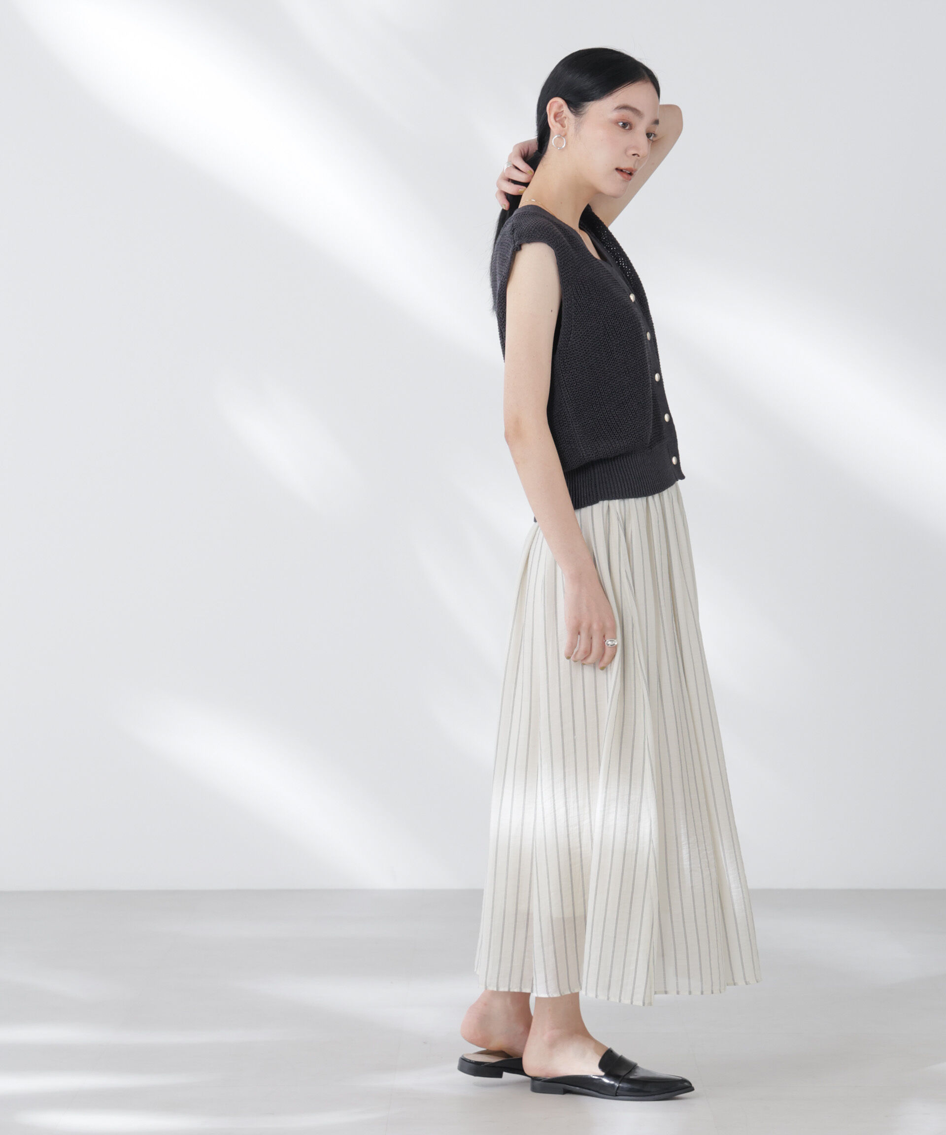 nano･universe「ペーパーヤーン畦ニットベスト」|ニット・セーター|