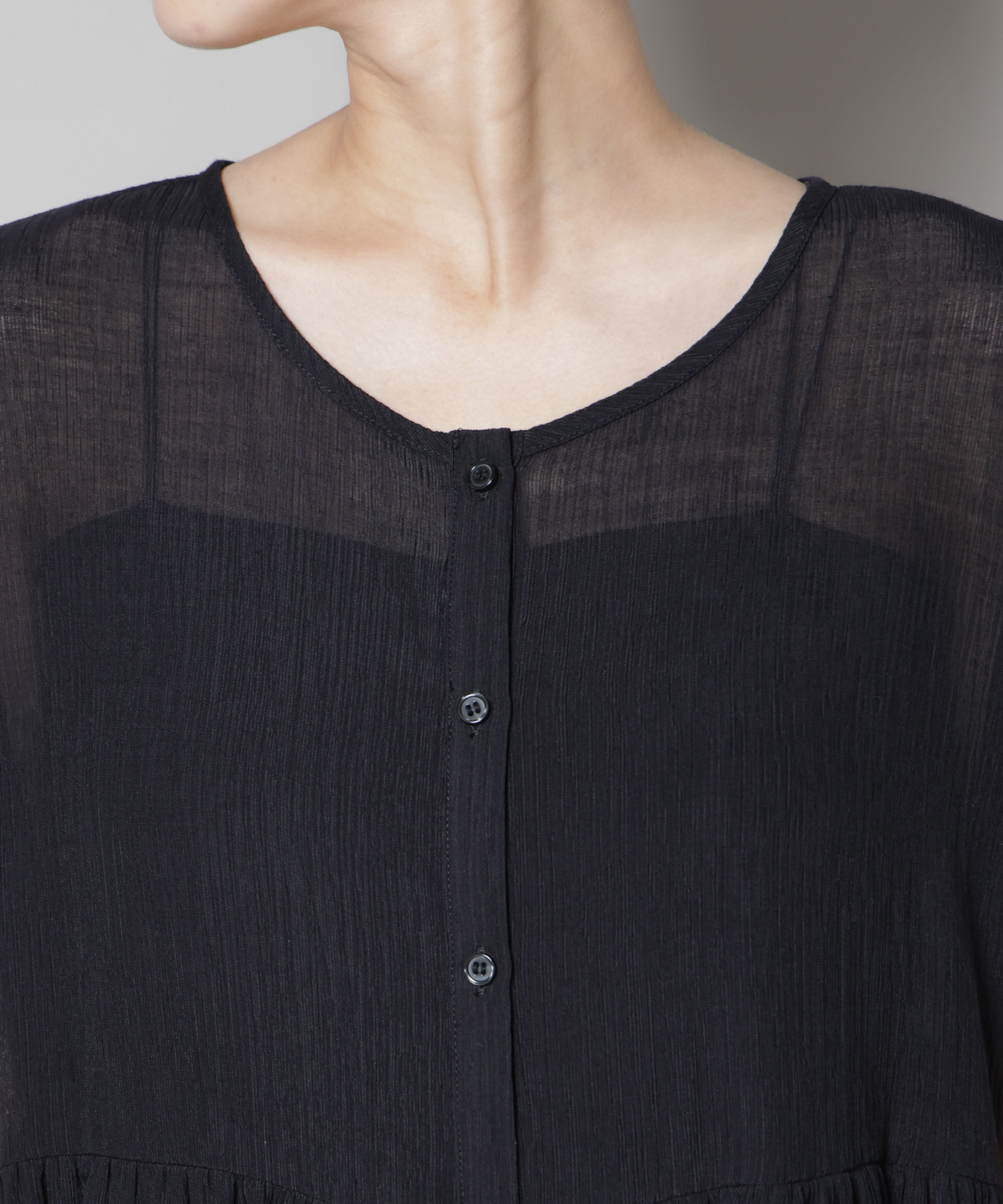 nano･universe「前後2wayシアー楊柳ノースリーブティアードブラウス」|シャツ・ブラウス|