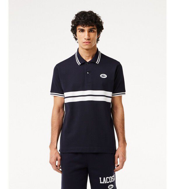 LACOSTE「フロッキープリントL.12.12ポロシャツ」|ポロシャツ|ダークネイビー