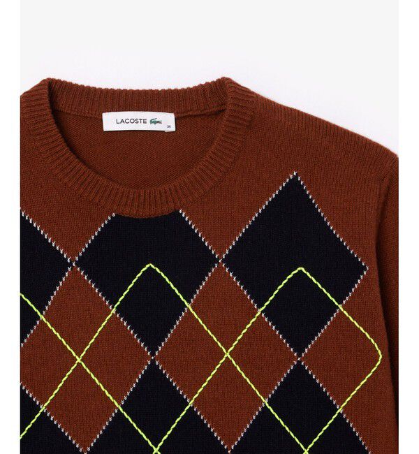 LACOSTE「配色ステッチアーガイルジャカードニットセーター」|ニット・セーター|