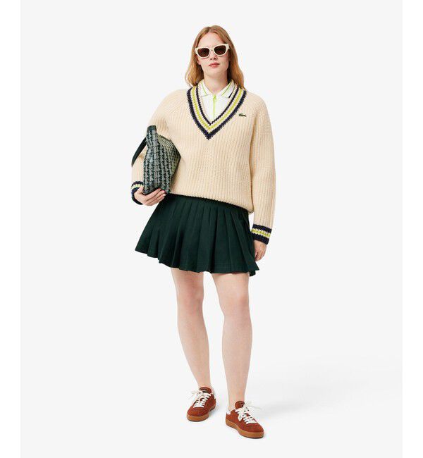 LACOSTE「ヘビーウェイト ウールチルデンニットセーター / Vネックニットセーター」|ニット・セーター|