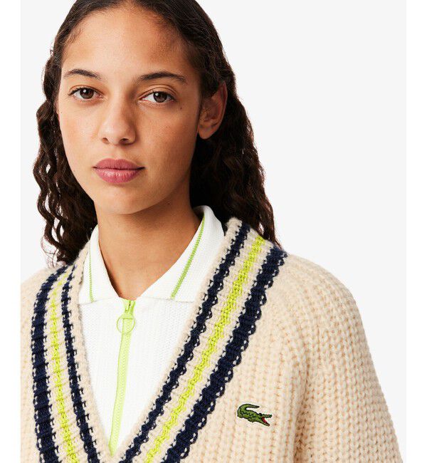 LACOSTE「ヘビーウェイト ウールチルデンニットセーター / Vネックニットセーター」|ニット・セーター|
