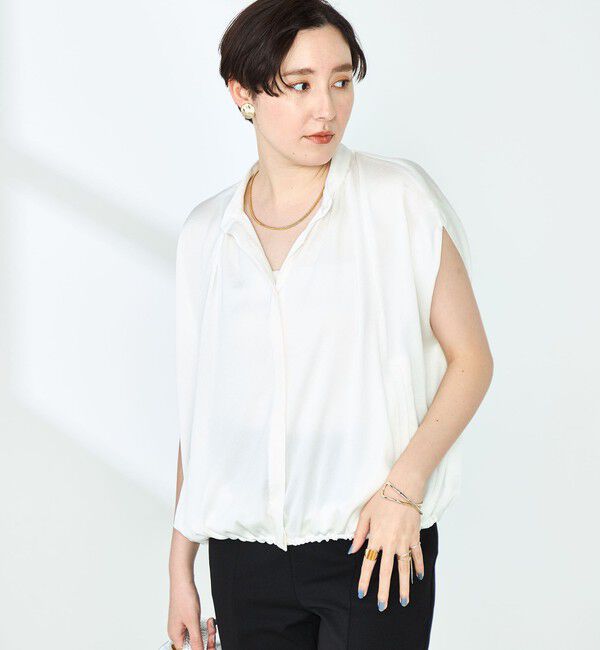 NOLLEY'S「ハンマーサテンケープブラウス」|シャツ・ブラウス|