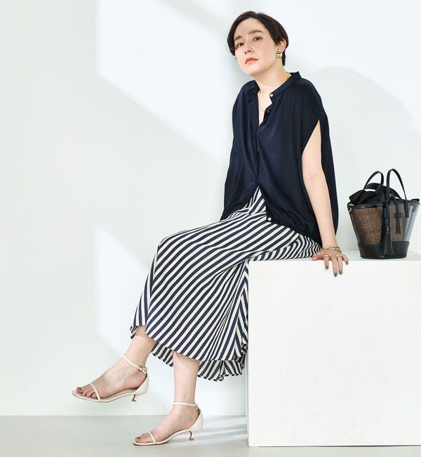 NOLLEY'S「ハンマーサテンケープブラウス」|シャツ・ブラウス|