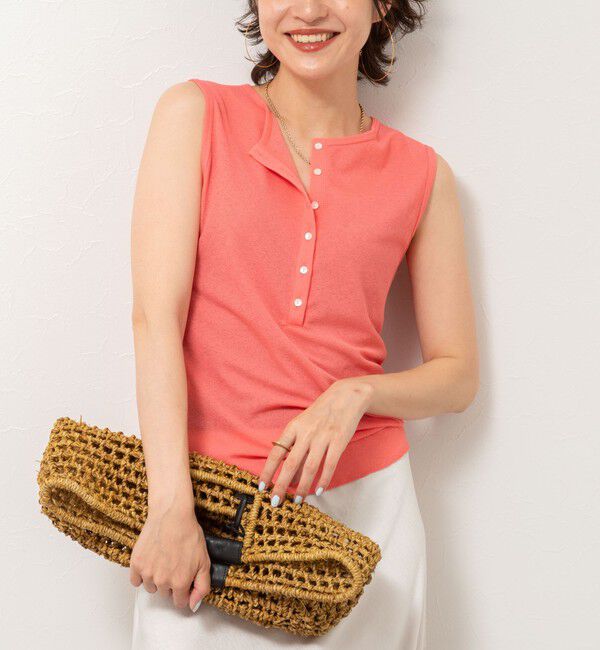 NOLLEY'S「《アンサンブル対応》シアーワッフルヘンリーノースリーブ2WAYプルオーバーカットソー」|Tシャツ・カットソー|