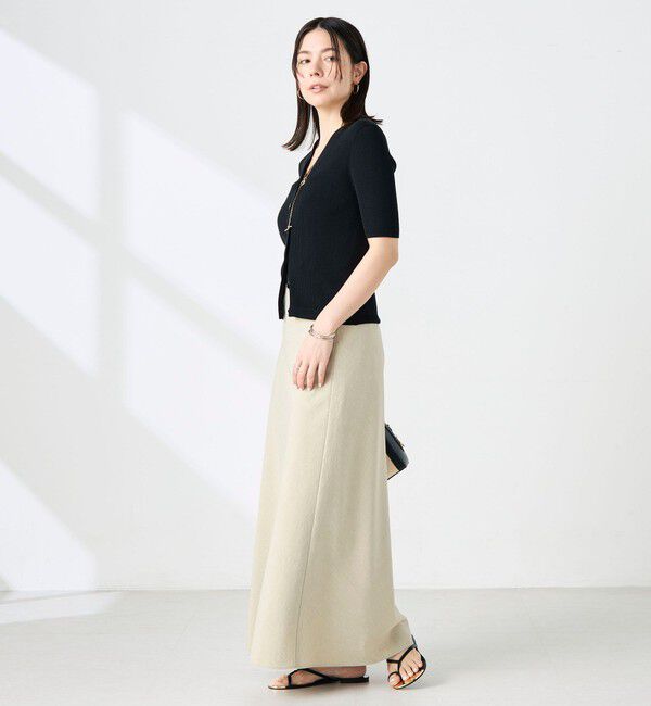 NOLLEY'S sophi「《手洗い可能》綿アセリブ半袖Vネックカーディガン」|カーディガン|