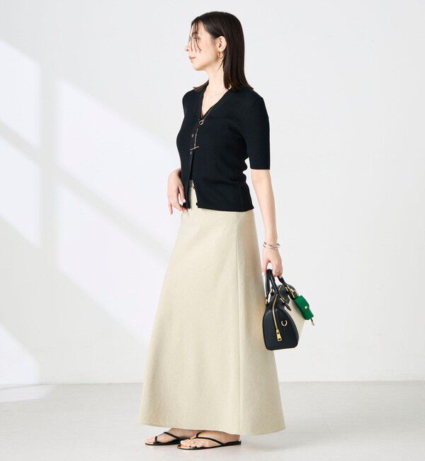 NOLLEY'S sophi「《手洗い可能》綿アセリブ半袖Vネックカーディガン」|カーディガン|