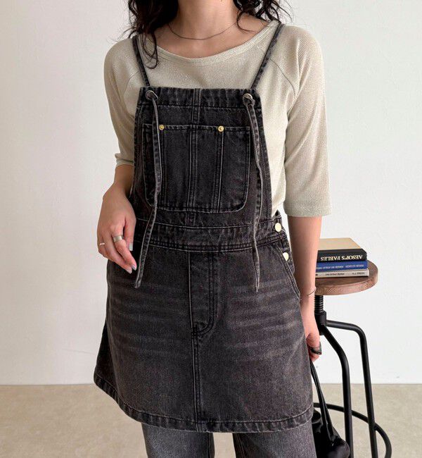 fredy emue「デニムサロペットチュニック」|オールインワン|ブラック
