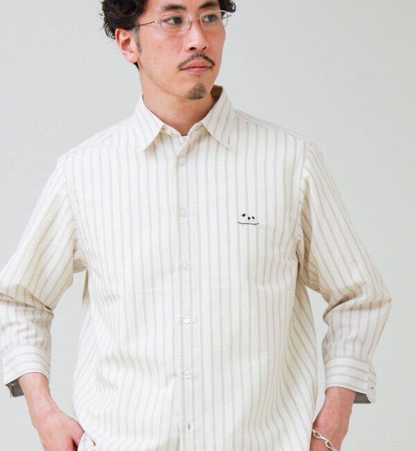 GLOSTER「【フレブル刺繍】七分袖シャツ ストライプ/無地」|シャツ・ブラウス|