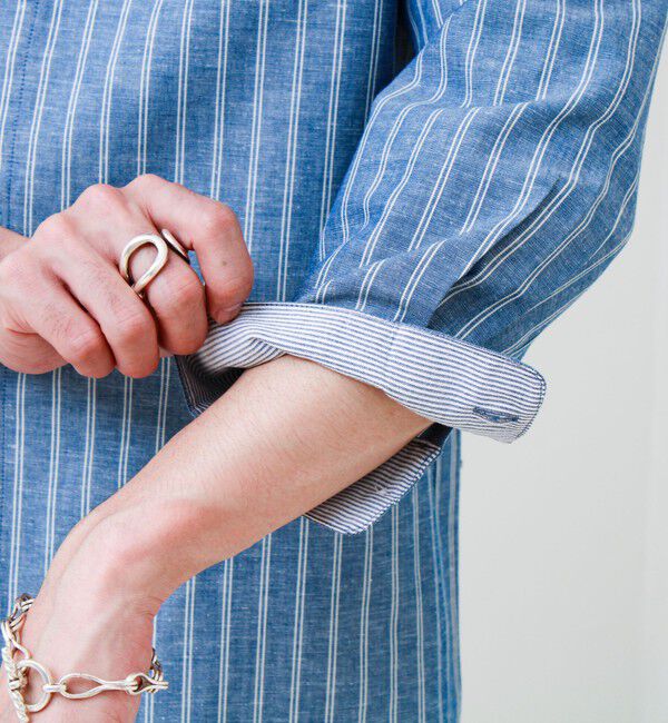 GLOSTER「【フレブル刺繍】七分袖シャツ ストライプ/無地」|シャツ・ブラウス|