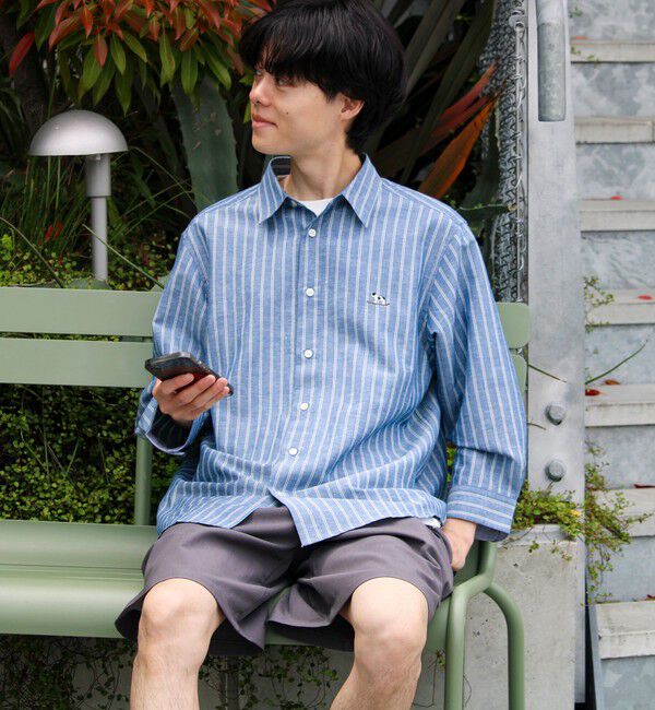 GLOSTER「【フレブル刺繍】七分袖シャツ ストライプ/無地」|シャツ・ブラウス|