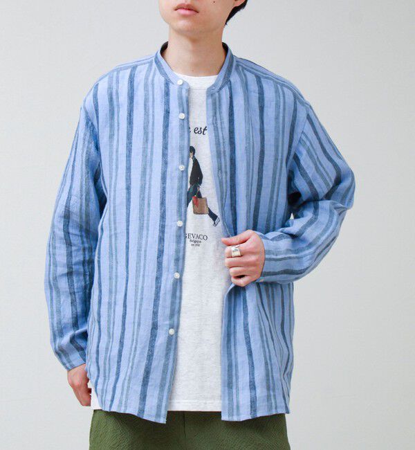 GLOSTER「【リネン100％】バンドカラーシャツ」|シャツ・ブラウス|