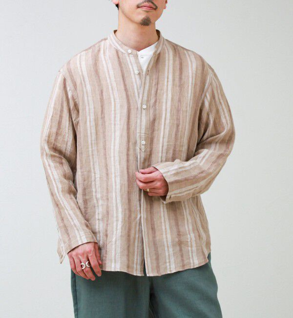 GLOSTER「【リネン100％】バンドカラーシャツ」|シャツ・ブラウス|