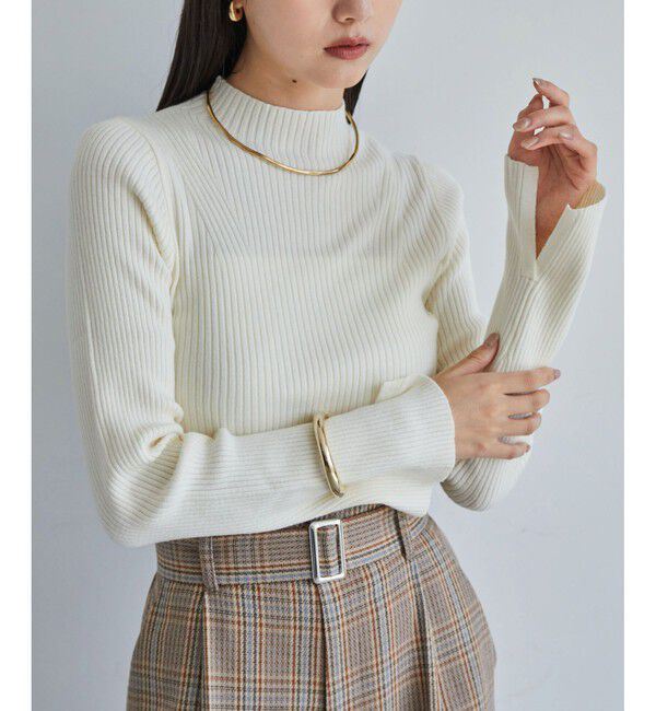 VIS「【新色追加】リブニットプチハイネックプルオーバー【低身長向けサイズ有】」|ニット・セーター|