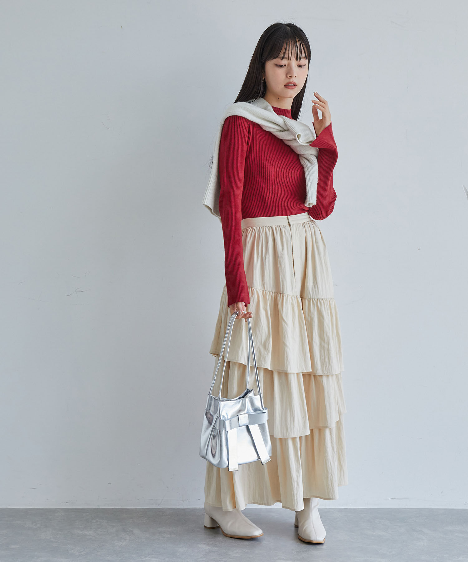 VIS「【新色追加】リブニットプチハイネックプルオーバー【低身長向けサイズ有】」|ニット・セーター|