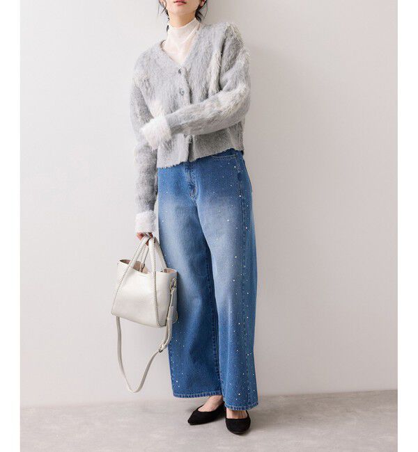 VIS「アート柄ジャガード起毛ニットカーディガン/イージーケア」|カーディガン|