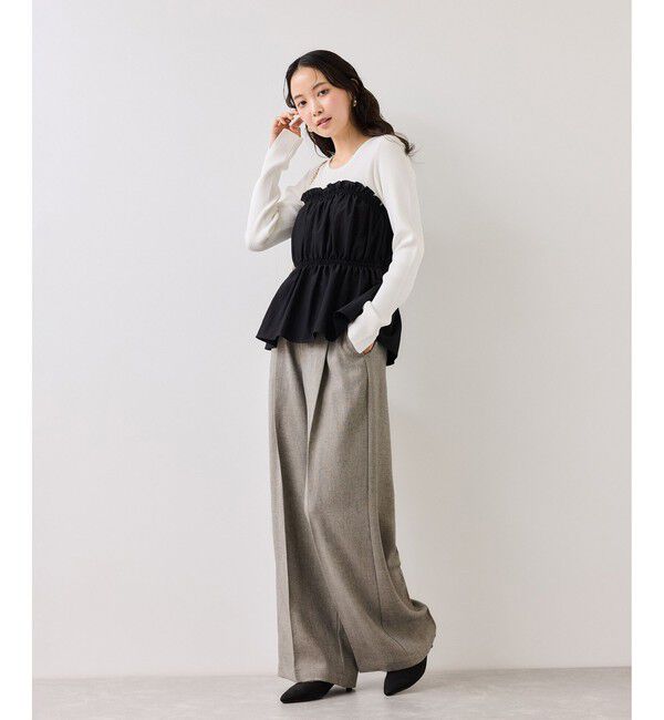 VIS「サマーツイードリボンベルトパンツ/UVケア・イージーケア」|チノ|