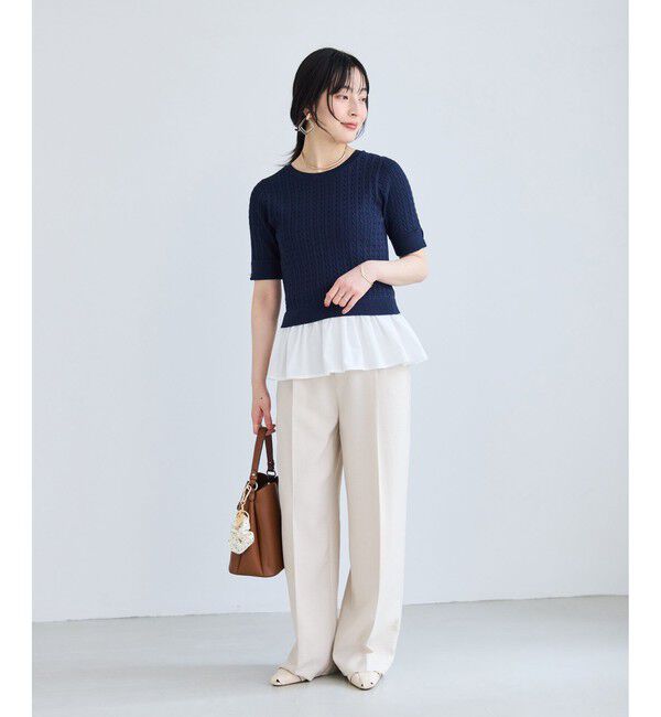 VIS「美easyリネンライクワイドパンツ/イージーケア・接触冷感・セットアップ対応」|チノ|