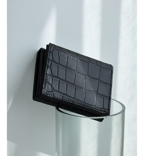 ROPE PICNIC PASSAGE「型押しレザーライク三つ折りウォレット」|財布|ブラック(01)