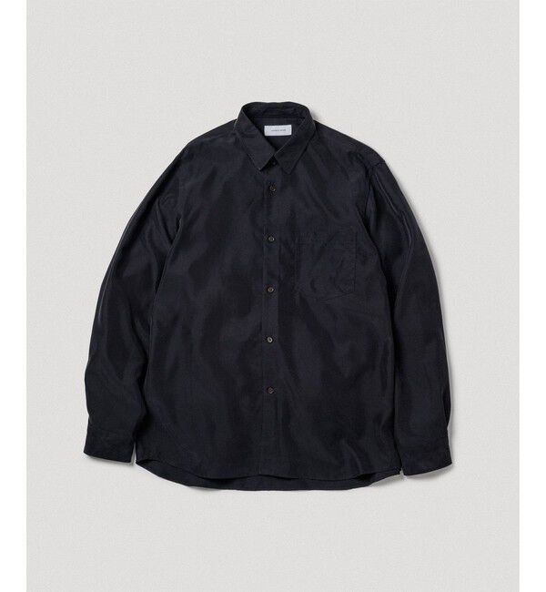 ADAM ET ROPE'「スエードタッチ レーヨン レギュラーカラーシャツ」|シャツ・ブラウス|ブラック(01)