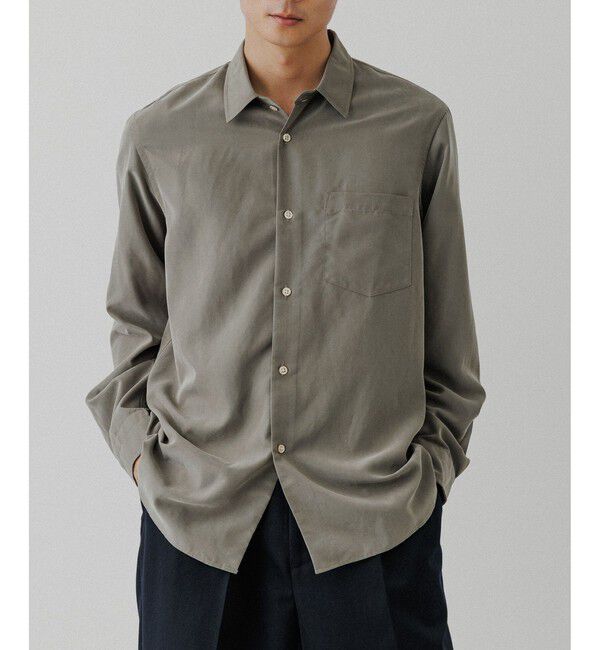 ADAM ET ROPE'「スエードタッチ レーヨン レギュラーカラーシャツ」|シャツ・ブラウス|