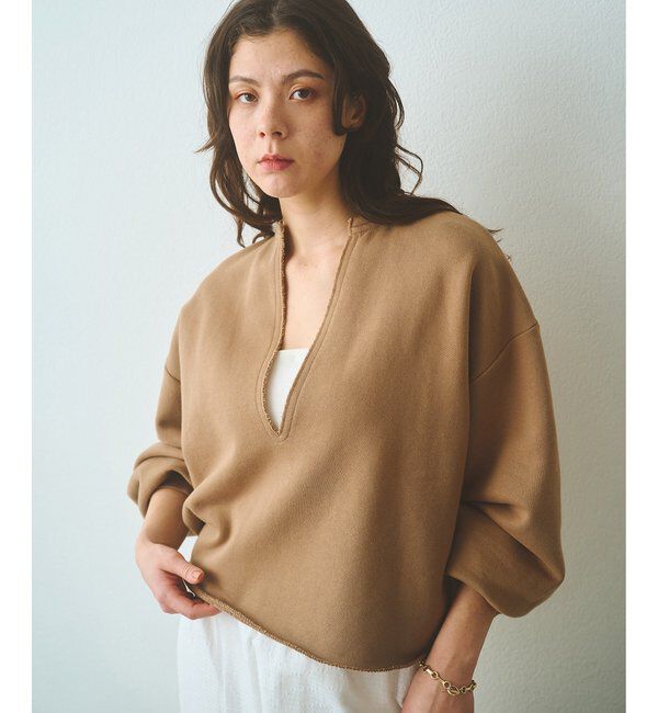  「スウェットVネックプルオーバー２」|Tシャツ・カットソー|キャメル