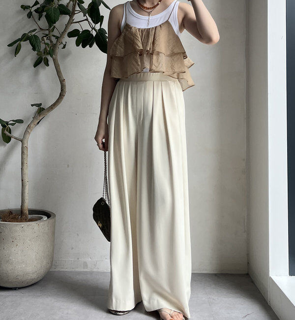  「【累計販売数3万枚突破/21色4サイズ展開！】タックワイドパンツ」|チノ|