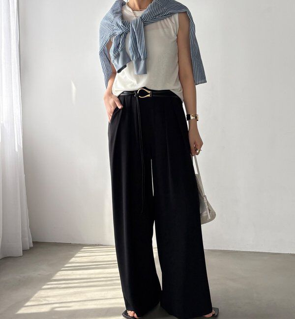  「【累計販売数3万枚突破/21色4サイズ展開！】タックワイドパンツ」|チノ|